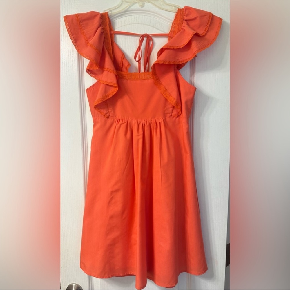 Lulu's Vibrant Orange Backless Dress Small